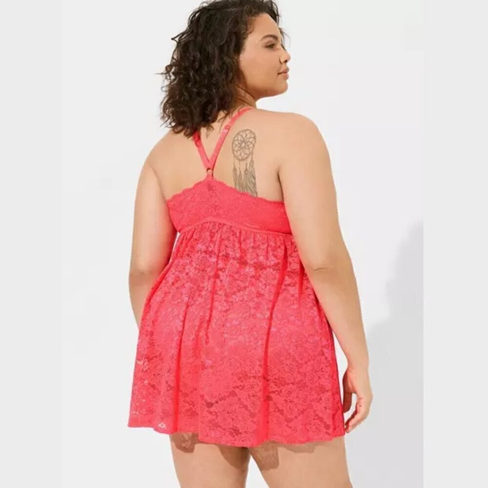 Torrid - Simply Lace XO Front Babydoll in Neon Blush